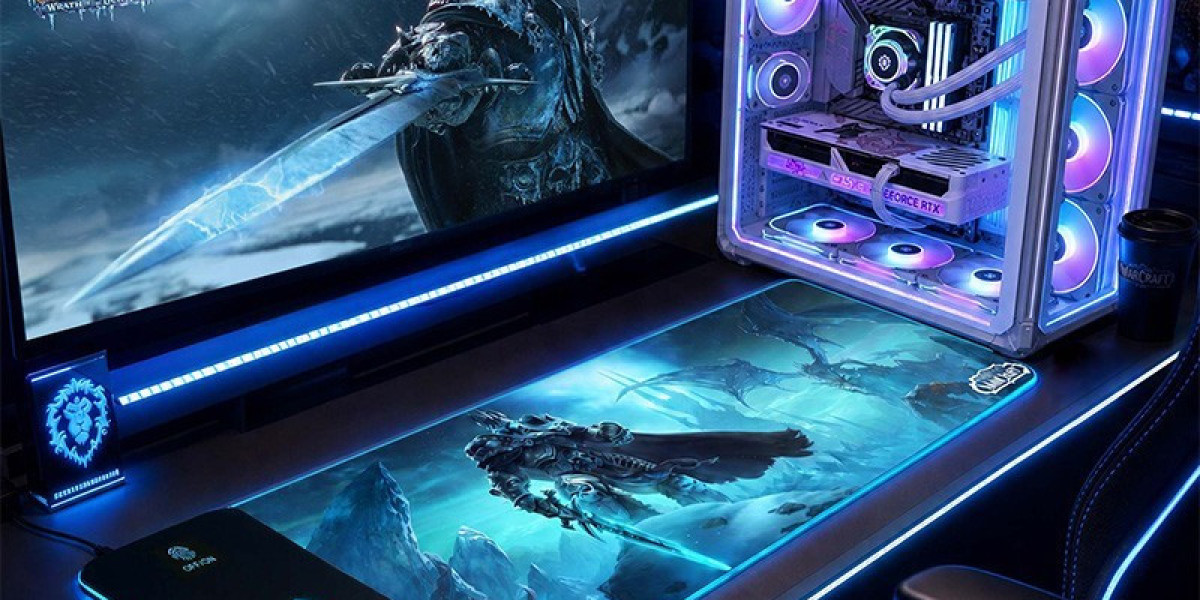 wow Colorado Snowfield Lich King RGB Gaming Desk Mat With Wireless Charging
